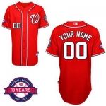 Men's Washington Nationals Authentic Personalized Alternate Red Jersey With Commemorative 10th Anniversary Patch