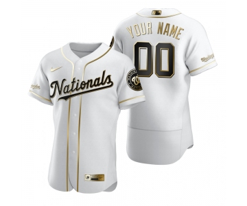 Men's Washington Nationals Custom Nike White Stitched MLB Flex Base Golden Edition Jersey