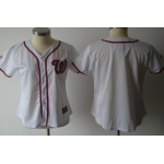 Women's Washington Nationals Customized White With Red Jersey