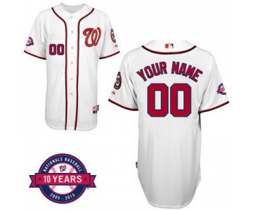 Youth Washington Nationals  Personalized Home Jersey With Commemorative 10th Anniversary Patch