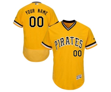 Mens Pittsburgh Pirates Gold Customized Flexbase Majestic MLB Collection Jersey