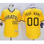 Youth Pittsburgh Pirates Custom 2016 Yellow Pullover Majestic Baseball Jersey