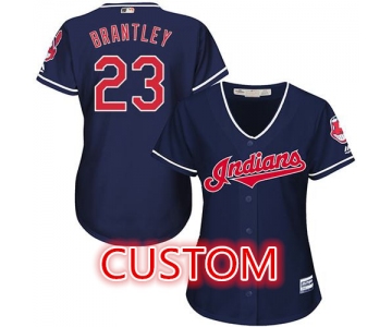 Custom Indians Navy Blue Women's Alternate Stitched MLB Jersey