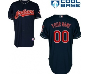 Kids' Cleveland Indians Customized Navy Blue Jersey