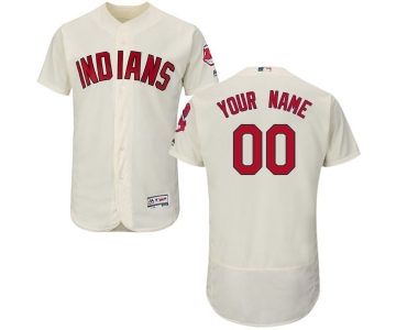 Mens Cleveland Indians Cream Customized Flexbase Majestic MLB Collection Jersey