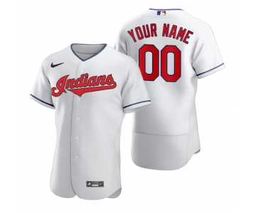 Men's Cleveland Indians Custom Nike White 2020 Stitched MLB Flex Base Jersey