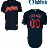 Men's Cleveland Indians Customized Navy Blue Jersey