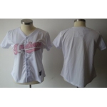 Men's Cleveland Indians Customized White With Pink Jersey