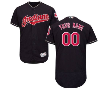 Mens Cleveland Indians Navy Blue Customized Flexbase Majestic MLB Collection Jersey