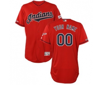 Men's Cleveland Indians Red Customized 150th Patch Flexbase Jersey