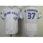 Men's Toronto Blue Jays #37 O'Connor  Royal White 1993 Throwback Cooperstown Collection Stitched MLB Mitchell & Ness Jersey