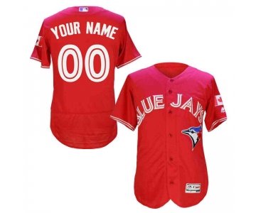 Men's Toronto Blue Jays Customized Canada Day Red 2016 Flexbase Majestic Collection Baseball Jersey