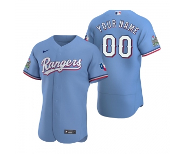Men's Texas Rangers Custom Nike Light Blue Stitched MLB Flex Base Jersey