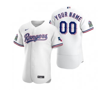 Men's Texas Rangers Custom Nike White Stitched MLB Flex Base 2020 Home Jersey