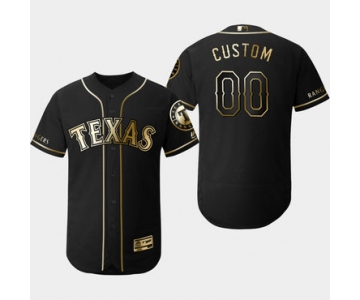 Men's Texas Rangers Customized Black Gold Flexbase Jersey