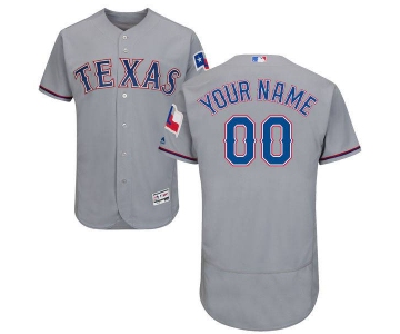 Mens Texas Rangers Grey Customized Flexbase Majestic MLB Collection Jersey