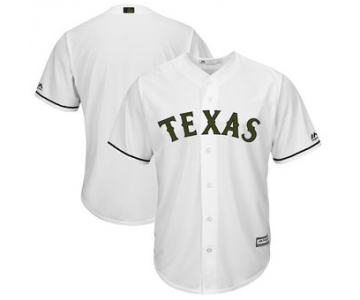 Men's Texas Rangers Majestic White 2018 Memorial Day Cool Base Team Custom Jersey