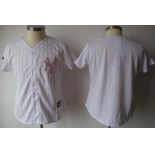 Women's New York Yankees Customized White With Pink Pinstripe Jersey