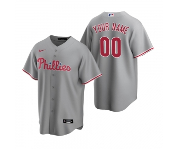 Men's Philadelphia Phillies Custom Nike Gray Stitched MLB Cool Base Road Jersey