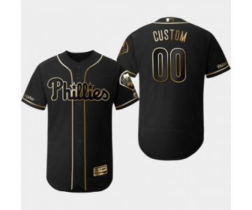 Men's Philadelphia Phillies Customized Black Gold Flexbase Jersey