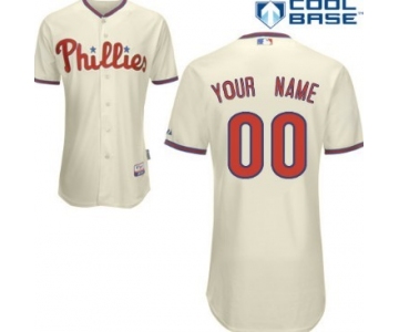 Men's Philadelphia Phillies Customized Cream Jersey