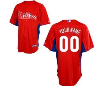 Men's Philadelphia Phillies Customized Red BP Jersey