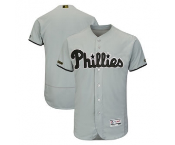 Men's Philadelphia Phillies Majestic Gray 2018 Memorial Day Authentic Collection Flex Base Team Custom Jersey