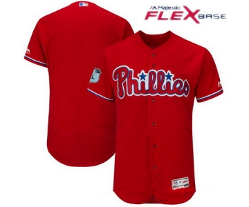 Men's Philadelphia Phillies Majestic Scarlet Red 2017 Spring Training Authentic Flex Base Stitched MLB Custom Jersey