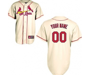 Mens' St. Louis Cardinals Customized Cream Throwback Jersey