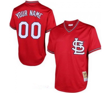 Men's St. Louis Cardinals Red Mesh Batting Practice Throwback Majestic Cooperstown Collection Custom Baseball Jersey