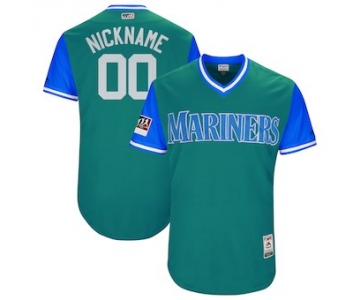 Men's Seattle Mariners Majestic Aqua 2018 Players' Weekend Authentic Flex Base Custom Jersey