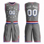 76ers Gray 2018-19 City Edition Men's Customized Nike Swingman Jersey(With Shorts)