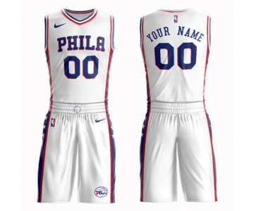 76ers White Men's Customized Nike Swingman Jersey(With Shorts)