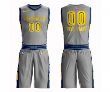 Grizzlies Gray 2018-19 City Edition Men's Customized Nike Swingman Jersey(With Shorts)