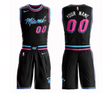 Heat Black 2018-19 City Edition Men's Customized Nike Swingman Jersey(With Shorts)