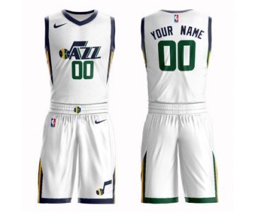 Jazz White Men's Customized Nike Swingman Jersey(With Shorts)