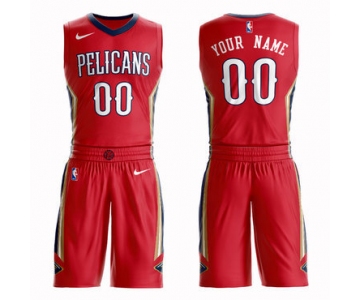 Pelicans Red Men's Customized Nike Swingman Jersey(With Shorts)