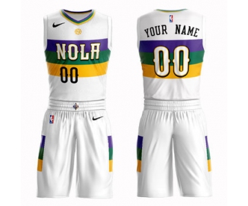 Pelicans White 2018-19 City Edition Men's Customized Nike Swingman Jersey(With Shorts)