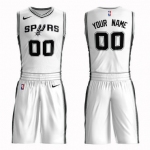 Spurs White Men's Customized Nike Swingman Jersey(With Shorts)