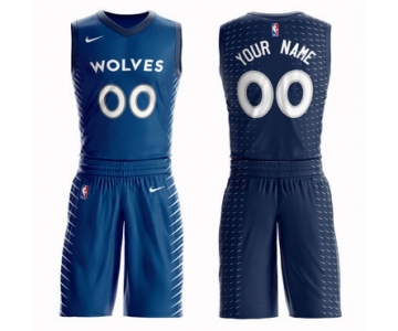 Timberwolves Blue Men's Customized Nike Swingman Jersey(With Shorts)