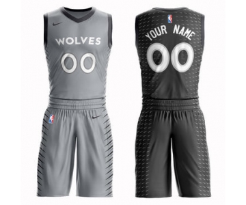 Timberwolves Gray Men's Customized Nike Swingman Jersey(With Shorts)