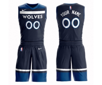 Timberwolves Navy Men's Customized Nike Swingman Jersey(With Shorts)