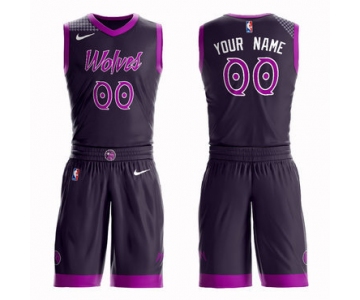 Timberwolves Purple 2018-19 City Edition Men's Customized Nike Swingman Jersey(With Shorts)