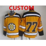 Custom Men's Boston Bruins 1959-60 Yellow CCM Vintage Throwback Jersey