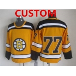 Custom Men's Boston Bruins 1959-60 Yellow CCM Vintage Throwback Jersey