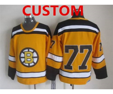 Custom Men's Boston Bruins 1959-60 Yellow CCM Vintage Throwback Jersey