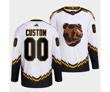 Men's Boston Bruins Custom White 2022 Reverse Retro Stitched Jersey