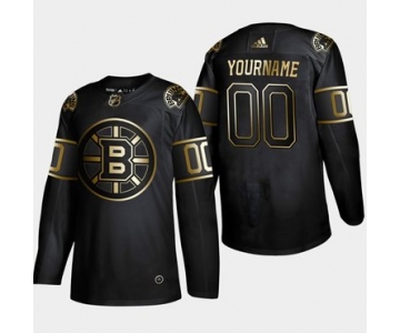 Men's Boston Bruins Customized Black Gold Adidas Jersey