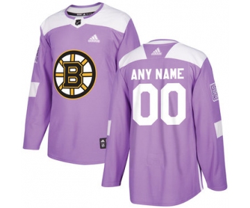 Men's Boston Bruins Purple Pink Custom Adidas Hockey Fights Cancer Practice Jersey