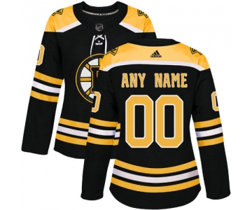 Women's Adidas Boston Bruins Customized Authentic Black Home NHL Jersey